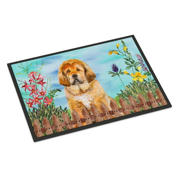 Carolines Treasures CK1283MAT Tibetan Mastiff Spring Door Mat Indoor Rug or Outdoor Welcome Mat 18x27 Doormat  27"L x