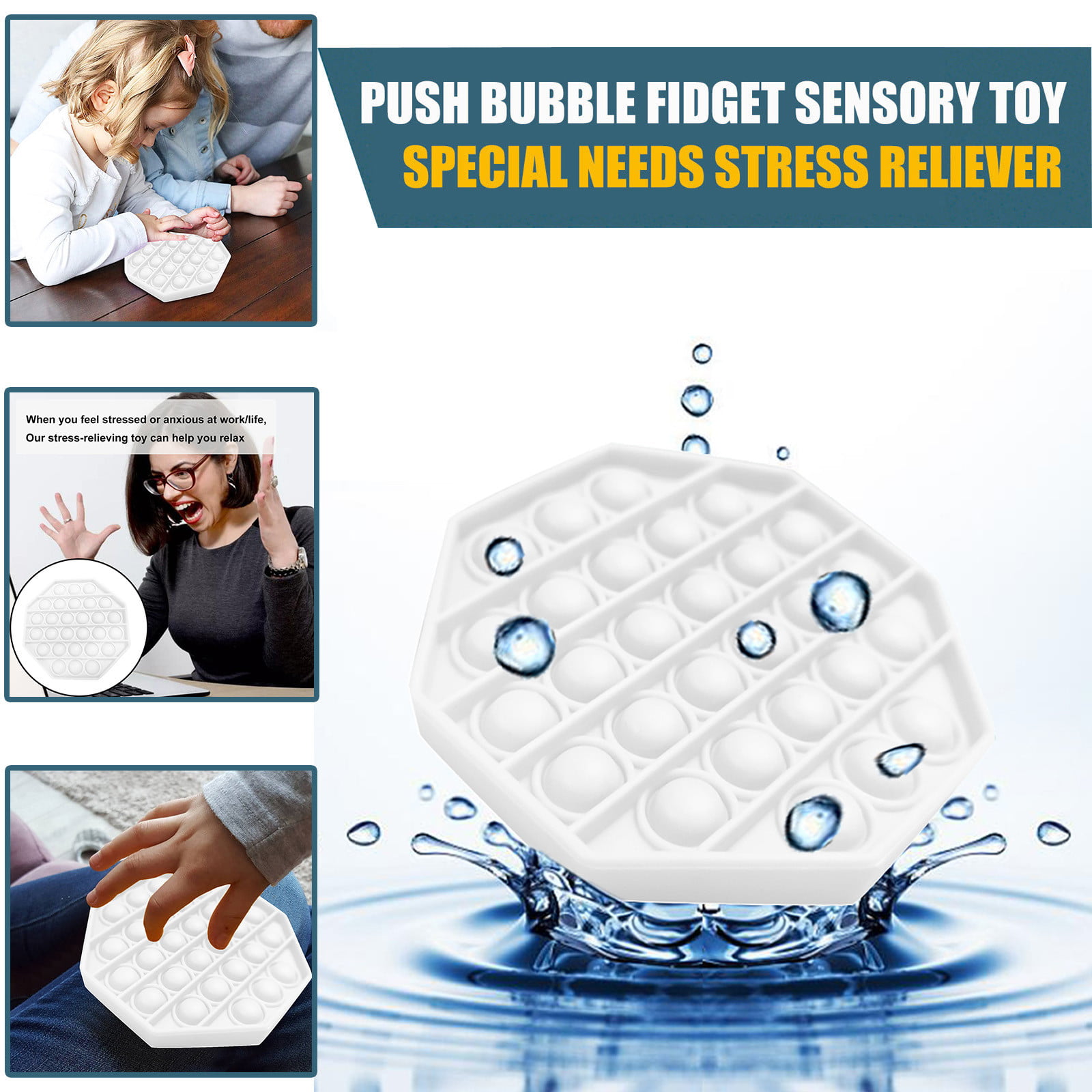 Silicone Bubble Stress Reliever Sensory Toy for OCD/Anxiety/Autism/Special Needs an Easy-to-take-Along Game Kids Gift JJLIKER Pop It Fidget Toy