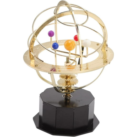 Pruboru Rotating Solar System Metal Ornament - Handcrafted Orrery Model with 8 Planets, Educational Desk Decor for Astronomy Enthusiasts, Home & Office Decoration (1Pack, Black)