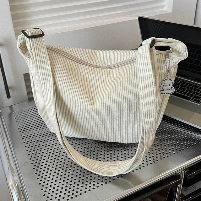 Bolsas de mensajero de pana Harajuku Bolsas de hombro Bolsa de bola de masa japonesa (Blanco) Sywqhk Para Estrenar