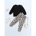 thumbnail image 2 of Bmnmsl Girl Set Long Sleeve Letter Sweatshirt Leopard Print Pants, 2 of 6