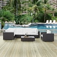 thumbnail image 2 of Modern Contemporary Urban Design Outdoor Patio Balcony Seven PCS Sectional Sofa Set, White, Rattan, 2 of 9
