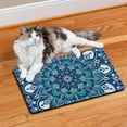 thumbnail image 2 of Boho Retro Floral Pet Feeding Mat-Abstract Art Pattern Absorbent Pet Placemat for Food and Water Bowl, with Waterproof Rubber Backing, Quick Dry Water Dispenser Mat for Dog and Cat (12"x20"), 2 of 6