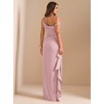 thumbnail image 2 of Dusty Pink One Shoulder Ruched Wrap Maxi Dress With Asymmetrical Ruffle Hem And Draped Detail, 2 of 7