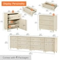 thumbnail image 3 of WAMPAT Wood Dresser with 8 Drawers and 2 Cabinets for Bedroom, Modern Chest of Drawer, 118" Wide, Light Oak Wood Finish, 3 of 8