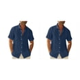 thumbnail image 4 of Minnieouse Senderismo Estilo casual Camisa con botones para hombres Niños Verano Fiesta en la piscina Color sólido Slim Fit Tops Ropa diaria Azul oscuro L 2piezas, 4 of 6