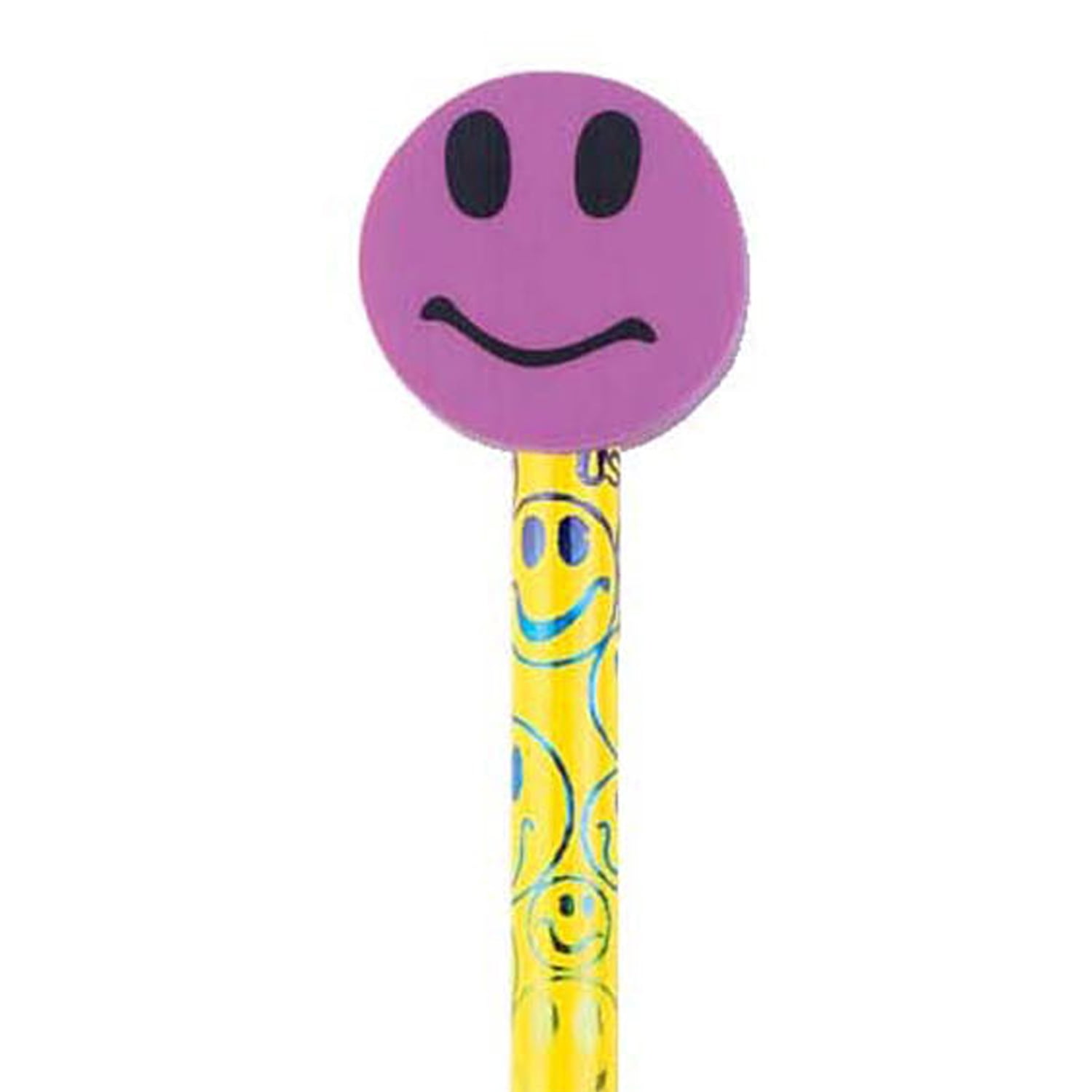Moon Products Pencil & Eraser Topper Write-Ons, Smiley Face, Pack of 36