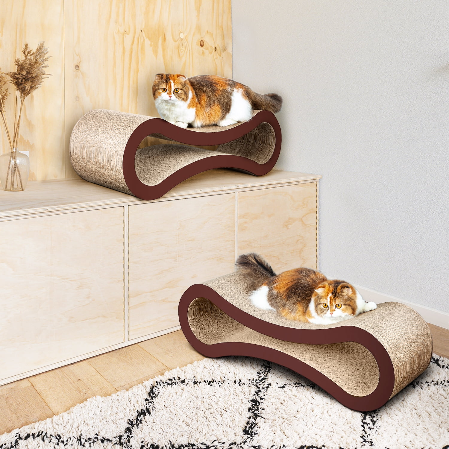 Pefilos 34" Cat Scratcher Cardboard Lounge Reversible Infinity Scratching Bed, Made from Recycled Corrugated, Durable & Long Lasting, Brown Pefilos 34" Cat Scratcher Cardboard Lounge Reversible Infinity Scratching Bed, Made from Recycled Corrugated, Durable & Long Lasting, Brown