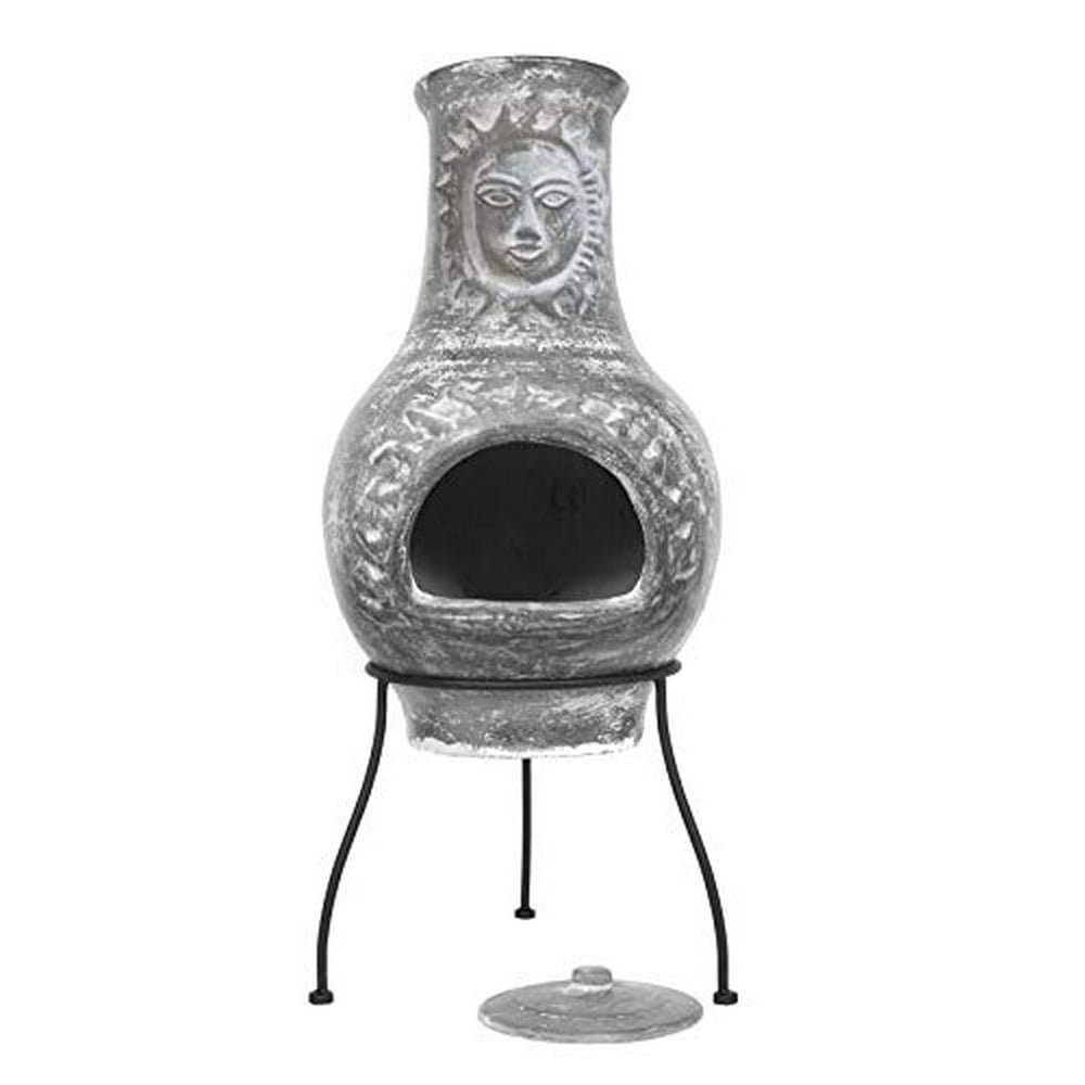 Sparkle Stone Outdoor Clay Chiminea Fire Pit Overall Size 33 inch Tall