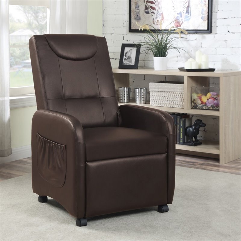 Pemberly Row Faux Leather Recliner in Brown Walmart Canada
