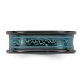 thumbnail image 3 of Edward Mirell Black Ti Teal Anodized with Laser Pattern 8mm Concave Band, 3 of 5