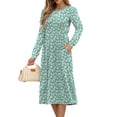 thumbnail image 3 of Fantaslook Long Sleeve Midi Dresses for Women Casual Floral Dress Flowy Fall Dresses with Pockets, 3 of 9