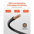 thumbnail image 3 of VEVOR 6 AWG THHN Wire, 19-Stranded, 100% OFC Copper Electrical Building Wire with Nylon Jacket, Rated for Up to 600 Volts, for Indoor & Outdoor Use, Commercial, Industrial, Residential, Black, 3 of 9