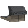 thumbnail image 3 of vidaXL Double Sun Lounger with Canopy and Cushions Grey Poly Rattan, 3 of 5