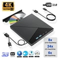 thumbnail image 2 of External 4K Blu ray Optical Drive Portable CD DVD +/-RW Player for Laptop PC Bluray Burner with USB 3.0 Type-C SD TF Card Slots, 2 of 7