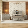 thumbnail image 2 of GOWE Ensemble de Chambre 3 Pcs Format Double Style Ferme Lit Plateforme avec Double Glissade [Construction Robuste] Construction Robuste, Vous Offrant la Combinaison Ultime de Matériau Solide et durable a, 2 of 5