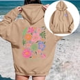 thumbnail image 1 of TINZ Chandail à Capuchon Imprimé Fleurs de Vacances/leisure & Slogan avec Cordon de Serrage Longue Veste d'Hiver Chandail en Molleton Femmes Robe Chandail à Capuchon Décontractée Tendance Femmes, 1 of 4