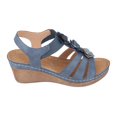 thumbnail image 3 of GC Shoes Women's Memory Foam Ankle Strap Summer Wedge Sandals, Comfort Platform Heels with Arch Support, Beck/Navy/8.5, 3 of 6