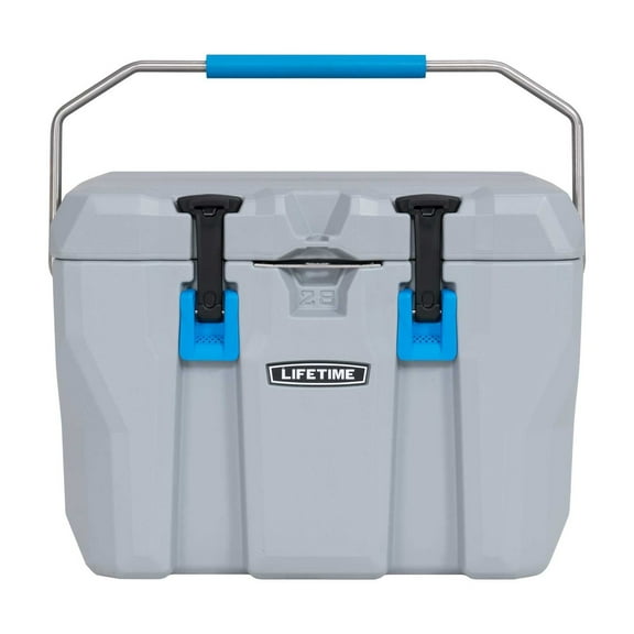 Lifetime 28 qt Bear-Resistant Camping Cooler, Premium High Performance, Ice Retention, Hard Cooler, 20 Can Capacity, Light Gray (90911)