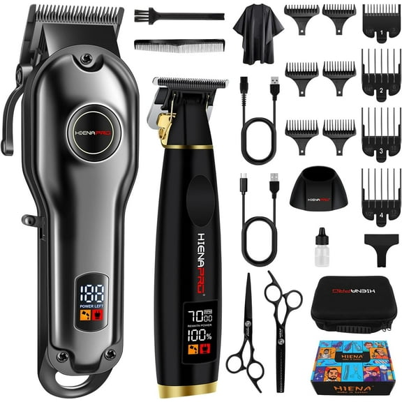 HIENA PRO Professional Hair Clippers Men Cordless Hair Clipper Set for Barber Kit Electric Hair Clipper and Trimmer Set Full Barber Clipper Set with LED Display