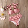 thumbnail image 3 of Women Summer High Waisted Tummy Control Bikini Set Pink Ruffle Swimsuit Swimwear, 3 of 6