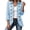Sky Blue1, variant on Ovzne Women's Plus Size Check Ruffle Jacket Lapel Collar Long Sleeve Open Front Coat with Decorative Buttons Tailored Fit,Green Jackets for Women