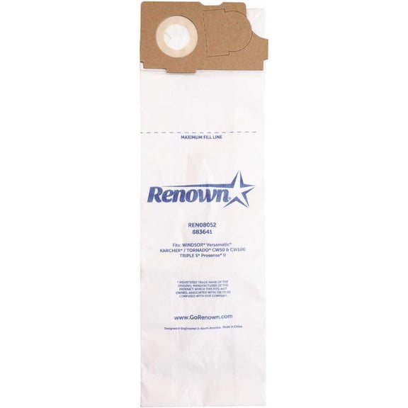 Renown REN08052 Vacuum Bag for Windsor Versamatic Equivalent to 2003 White - pack of 10