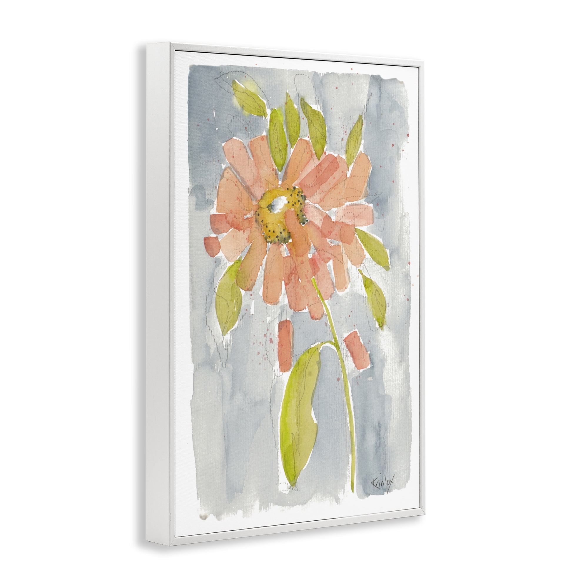 Stupell Industries Abstract Peach Dahlia Botanical & Floral Painting White Framed Art Print Wall Art, 16 x 24