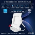 thumbnail image 3 of Luxrite 6 Inch Square LED Recessed Ceiling Light J-Box 18W 5 Color Selectable 1800LM Dimmable Wet Rated ETL 4 Pack, 3 of 7