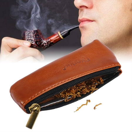Zippo Leather Pouch - Smoking Tobacco Pouch Portable Zippered PU Leather Pouch Holder for Preserving Tobacco & Smoking Pipe