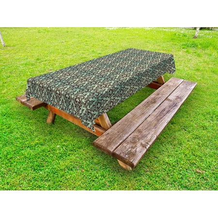 

Mint and Brown Outdoor Tablecloth Baroque Flower Motifs in Damask Style Traditional Revival Art Decorative Washable Fabric Picnic Tablecloth 58 X 104 Inches Mint Green and Dark Brown by Ambesonne