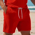 thumbnail image 4 of Men Solid 2 Piece Polo Short Set, Breathable Knit Short Sleeve Polo Shirt & Drawstring Shorts Summer Casual Outfit Red M, 4 of 6