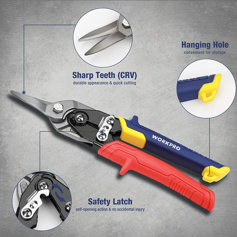 SILATU Aviation Metal Tin Snips - 10 Inch CR-V tin snips for cutting metal  sheet, Sharp Tooth Tip Aviation Snips For Sheet Metal, Heavy Duty Tin Snips  Left Cut 