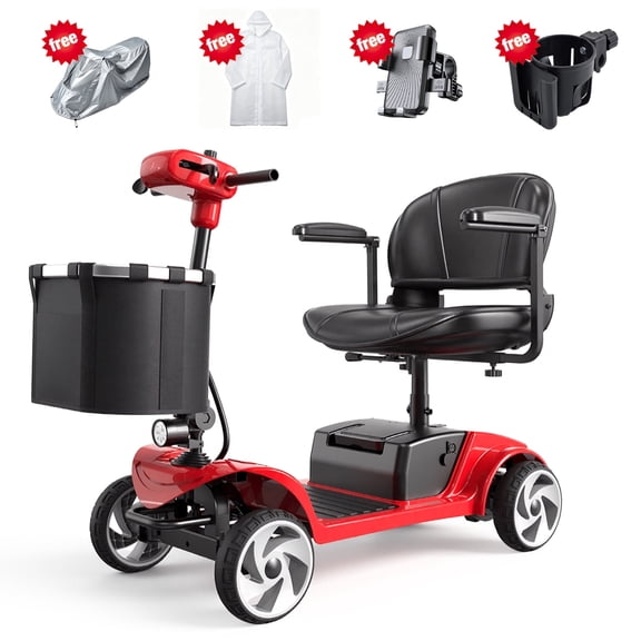 Heavy Duty Mobility Scooter , 300W Motor, 5.7 MPH, 14.5 Miles Range, 310 LBS Capacity, Foldable Electric Travel Scooter with LED Headlight, Basket & Adjustable Armrests