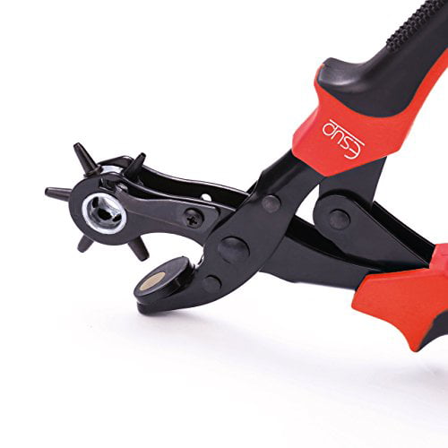 Leather Belt Eyelet Hole Punch Pliers Heavy Duty Band Revolving Puncher DIY Tool 