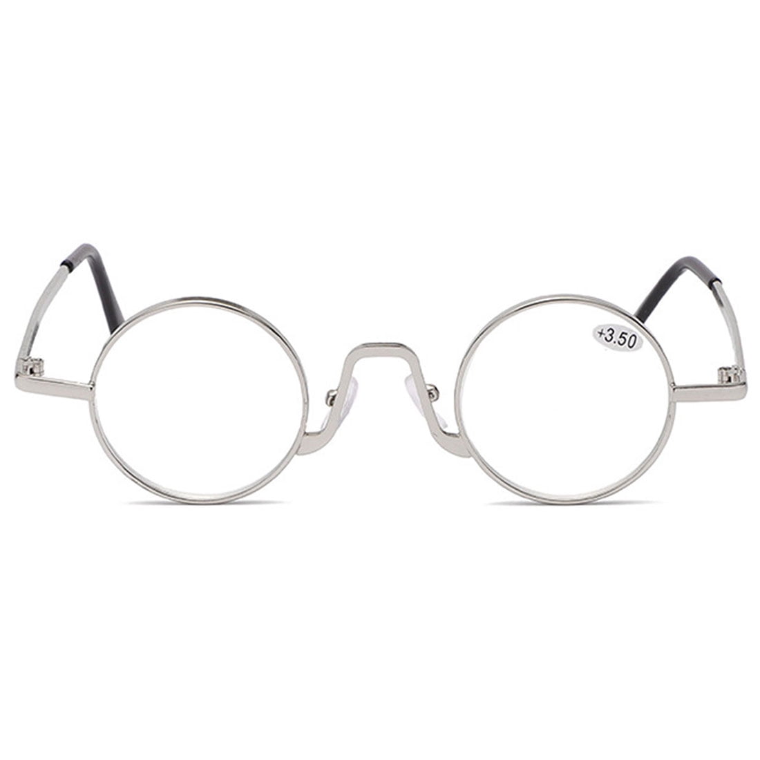 KOOSUFA Small Round Metal Reading Glasses 3.00 Blue Light Blocking Women Men Retro Eyeglasses Readers Eyewear Silver