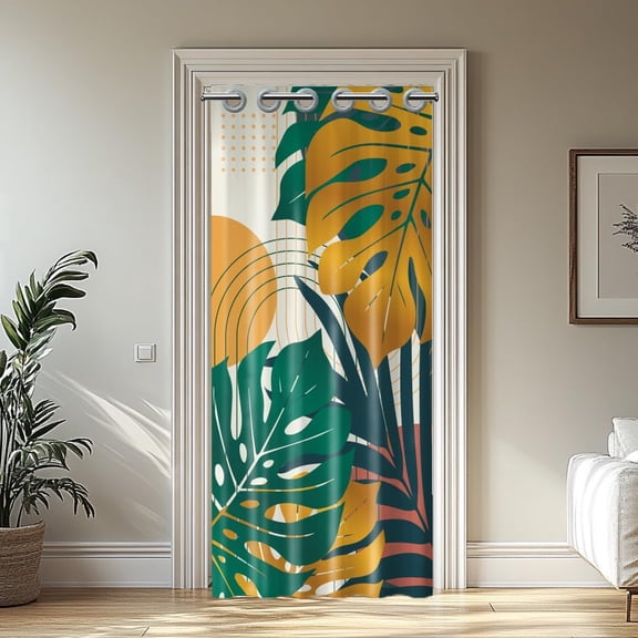 Doorway Curtain Palm Leaf Door Curtain Sliding Closet Door Curtains Monstera Room Divider Curtains for Window Living Room Bedroom Doorways Classroom 39x79inch