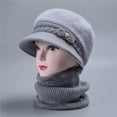 thumbnail image 5 of Only Moment Gray Women Beanie Warm Winter Hats acrylic Winter Knitted Caps Soft Warm Ski Hat Unisex Plush Hat + Scarf Two Piece Set One Size, 5 of 6