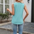 thumbnail image 5 of Women's Summer V Neck Sleeveless Flowy Relaxed Blouses Lightweight Soft Comfy Casual Tank Top Versatile Daily Tops, #01 Light Blue, XXL, 5 of 6