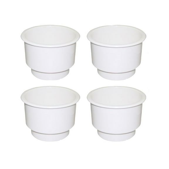 RAParts 4 White Recessed Plastic Cup/Drink/Can Holders with Drain for Boat Truck Car