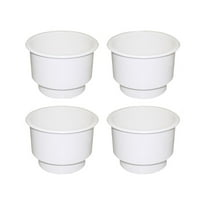 RAParts 4 White Recessed Plastic Cup/Drink/Can Holders with Drain for Boat Truck Car