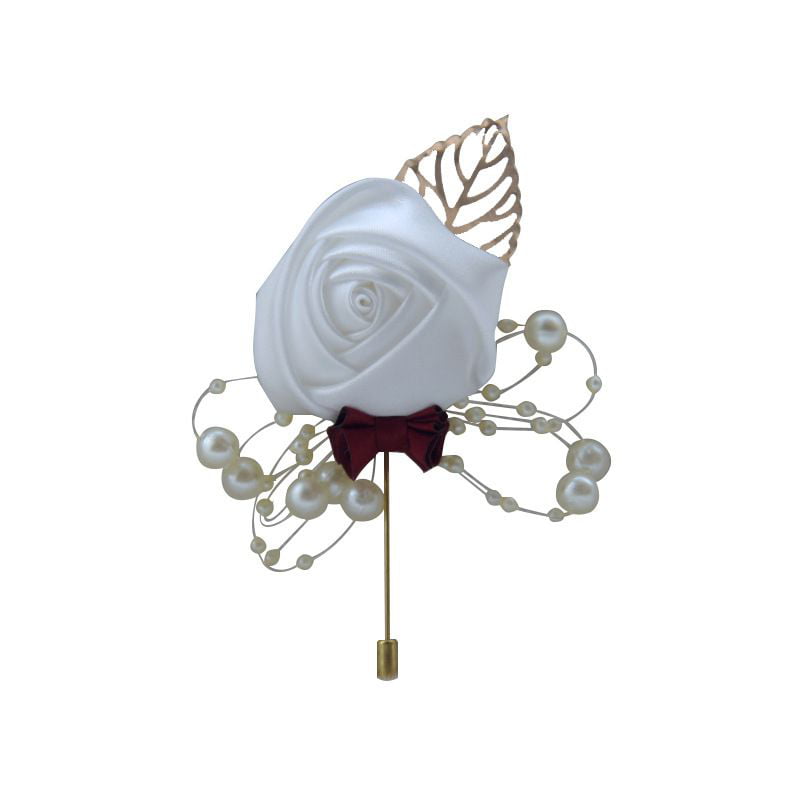 Clip On Cream Coloured Rose Corsage for Wedding Prom and Party x 1 Custom Pin 