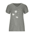 thumbnail image 4 of WREESH Fashion Summer T-Shirt with Petal Sleeves Women's V-Neck Short Sleeve Blouse Gray, 4 of 5