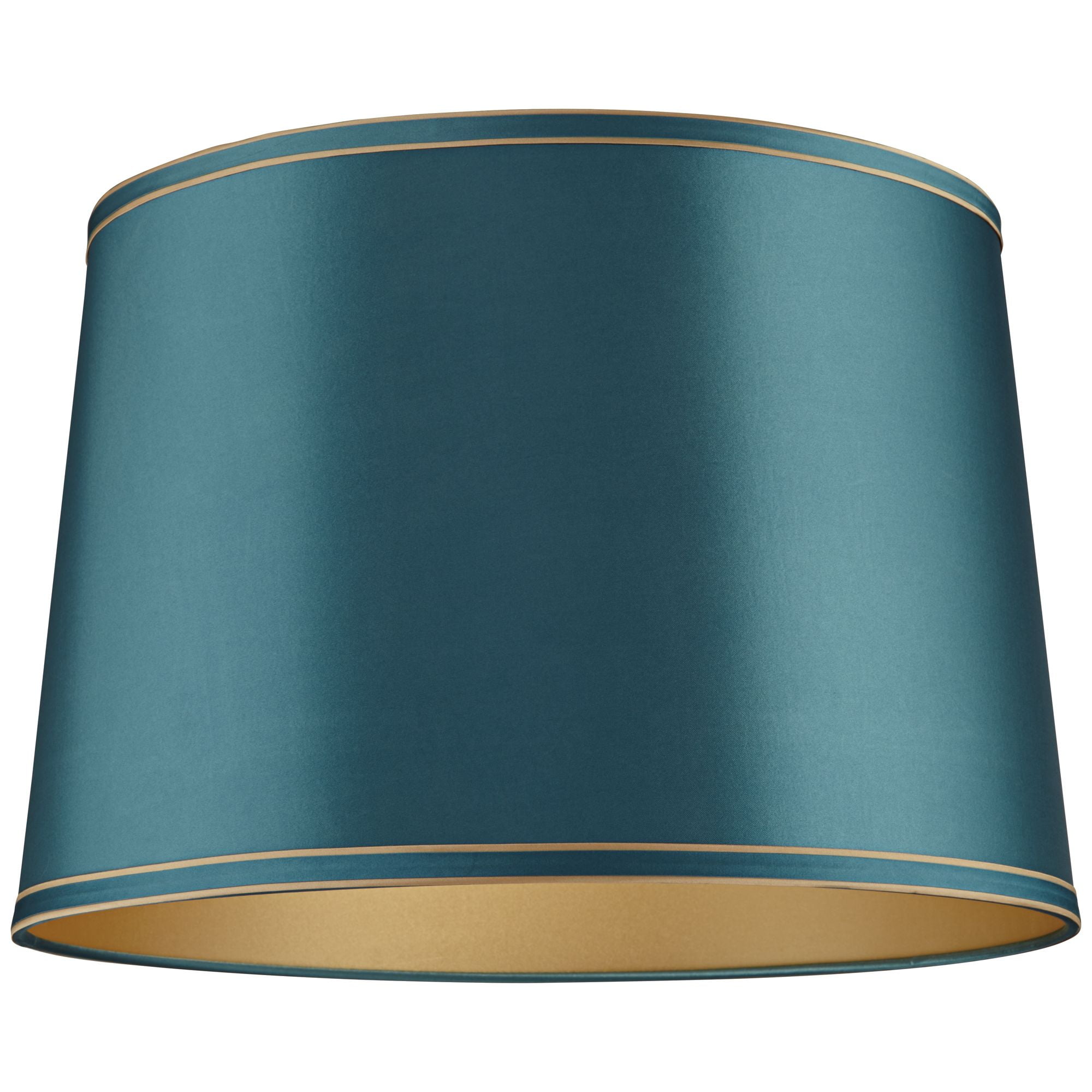 Springcrest Soft Teal Medium Drum Lamp Shade with Gold Trim 14" Top x 16" Bottom x 11" High (Spider) Replacement with Harp and Finial