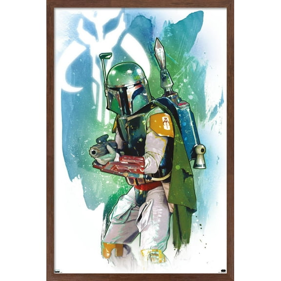 Star Wars: Saga - Boba Fett - Water Color Wall Poster, 22.375" x 34", Framed