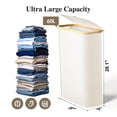 thumbnail image 2 of Cesto para ropa sucia Foluck Slim, 60 L, impermeable con tapa, color beige, 2 of 6