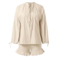 thumbnail image 3 of MAIHAN Linen Set Women Long Sleeve Button Down Shirts and Shorts Set Women Shorts Sets Outfits Casual Shorts Suits for Women 2026 Two Piece Outfit, 3 of 3