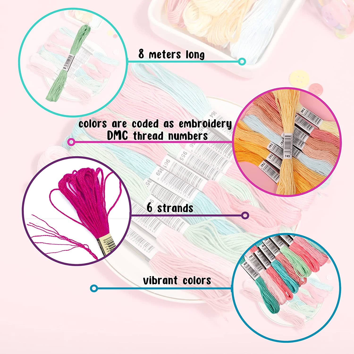 Athena’s Elements Embroidery Floss | Rainbow Thread for Embroidery, Cross Stitch Thread, Crafting Arts Embroidery Strings Bulk（447 Colors）