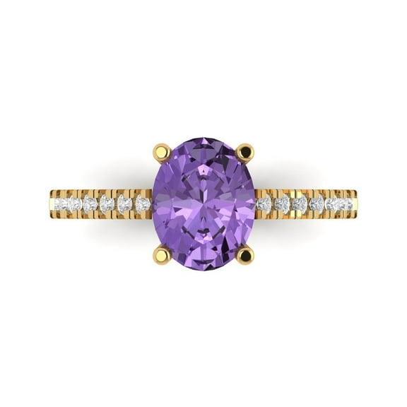 Clara Pucci 14K Yellow Gold 2.21ct Alexandrite Solitaire with Accents Ring