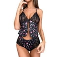 thumbnail image 1 of Gibobby Lenceria mujer sexy Lencería de Malla Sexy para Mujer Conjunto de Ropa Interior de Vendaje Envoltura de Pecho Bragas Huecas Conjunto de Sujetadores(Negro, CH), 1 of 4